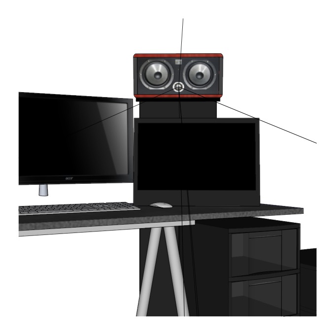 Config position enceinte triple écran studio